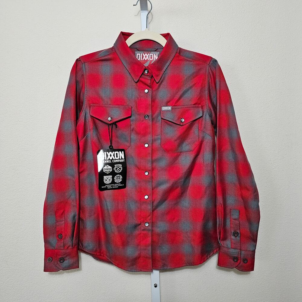 DIXXON NWT Men's Pulaski Red Gray Pearl Snap Flannel Button Shirt Sz S